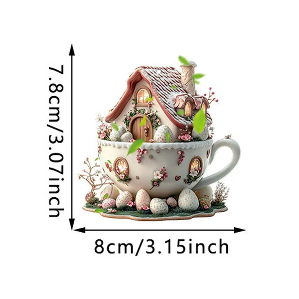 Christmas Coffee Cup Ornaments Coffee Mug Decorative Tree Hanging 2025 Xmas Navidad 2026 New Year Easter Bunny Party Supplies