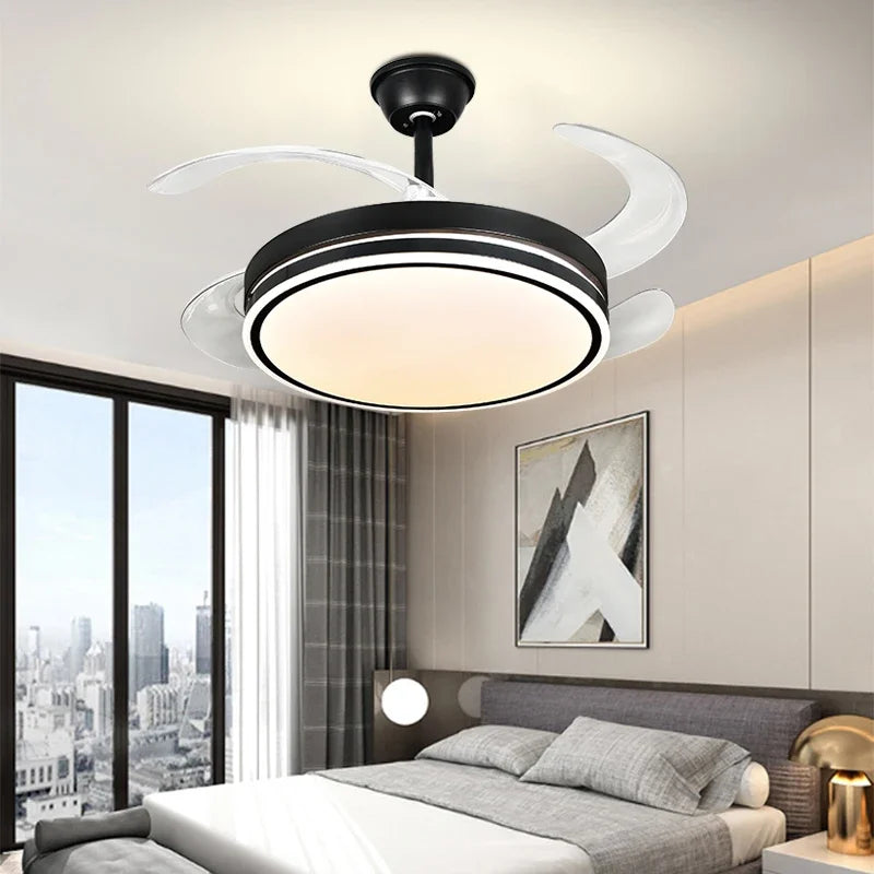 DecorBites™ LED Fan Lamp: Modern Invisible Ceiling Chandelier for Living Room, Bedroom & Dining Room Decorbites