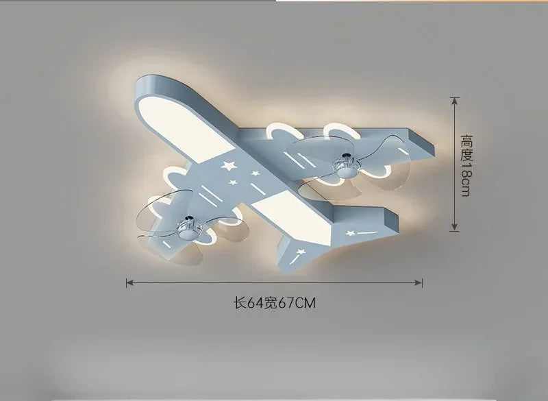 DecorBites™ Kids Room Airplane Ceiling Fan Light Fixture Decorbites