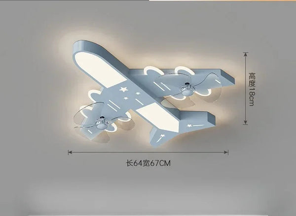 DecorBites™ Kids Room Airplane Ceiling Fan Light Fixture Decorbites