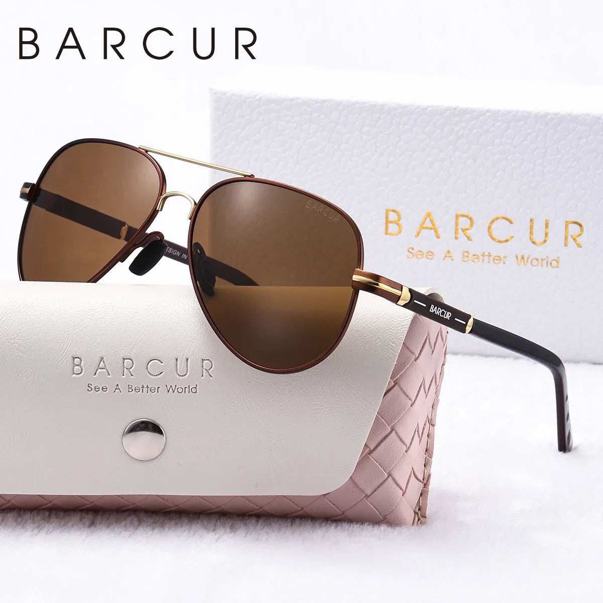 BARCUR Oversize Polarized Sunglasses for Women Trendy Double Beam Design Metal Elliptical Frame with UV400 Protection Fashionable Sun Glasses for Summer Outdoor & Daily Wear