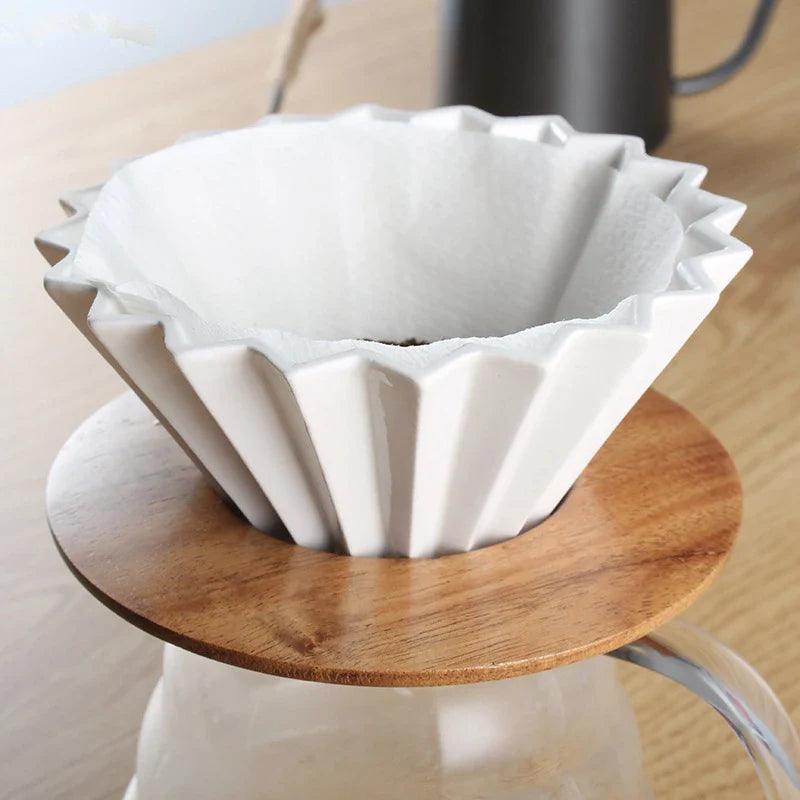 StepUp Coffee Origami Ceramic Pour Over Dripper, Handmade Cone Brewer