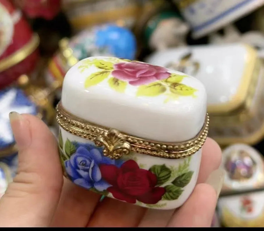 Ceramics Flower Jewelry Storage Box Vase Flower Basket Jewelry Case Storage Jewelry Organizer Display Gifts Home Decor Ornament