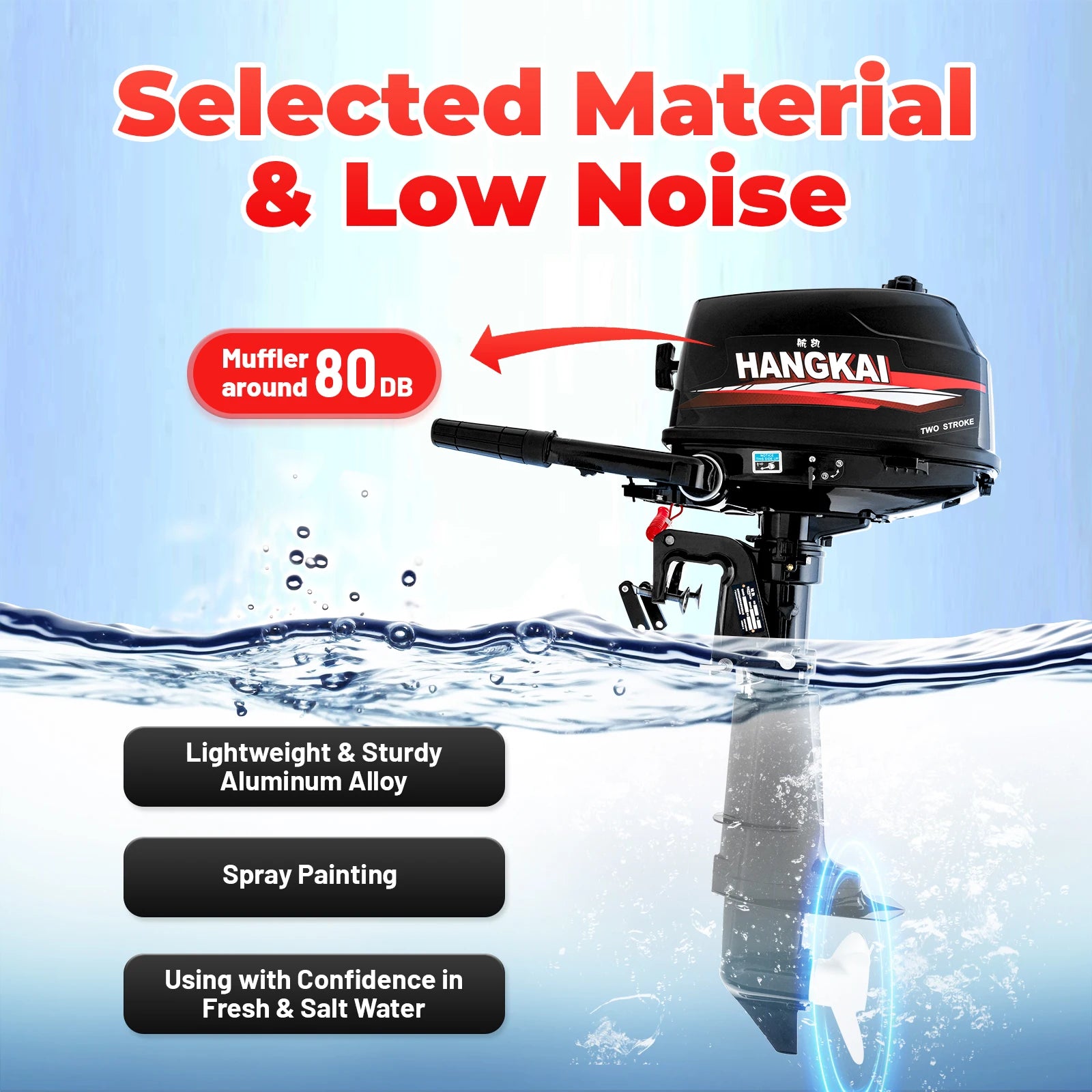 HANGKAI 6HP 2Stroke Outboard Motor Fishing Boat Engine Water Cooling CDI System
