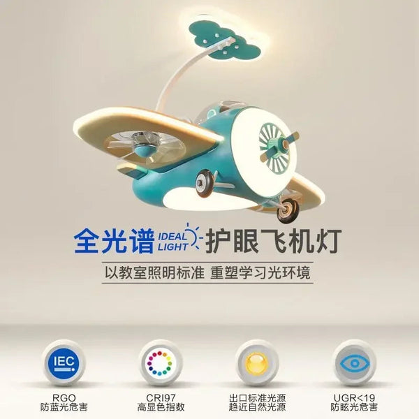 DecorBites™ Kids Bedroom Bladeless Ceiling Fan with Remote Control & LED Light Decorbites