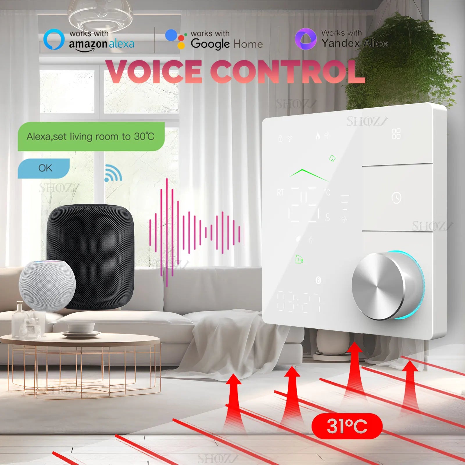 ZIGBEE&WIFI smart thermostat can be programmed for gas boilers/water valves/electric floors, floor heating infrared