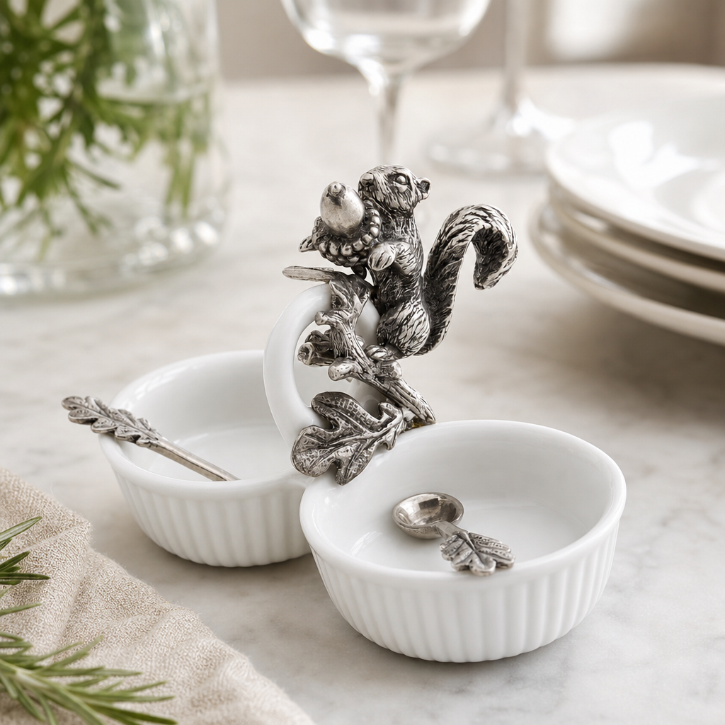 Squirrel Double Salt Cellar