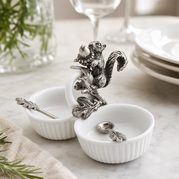 Squirrel Double Salt Cellar