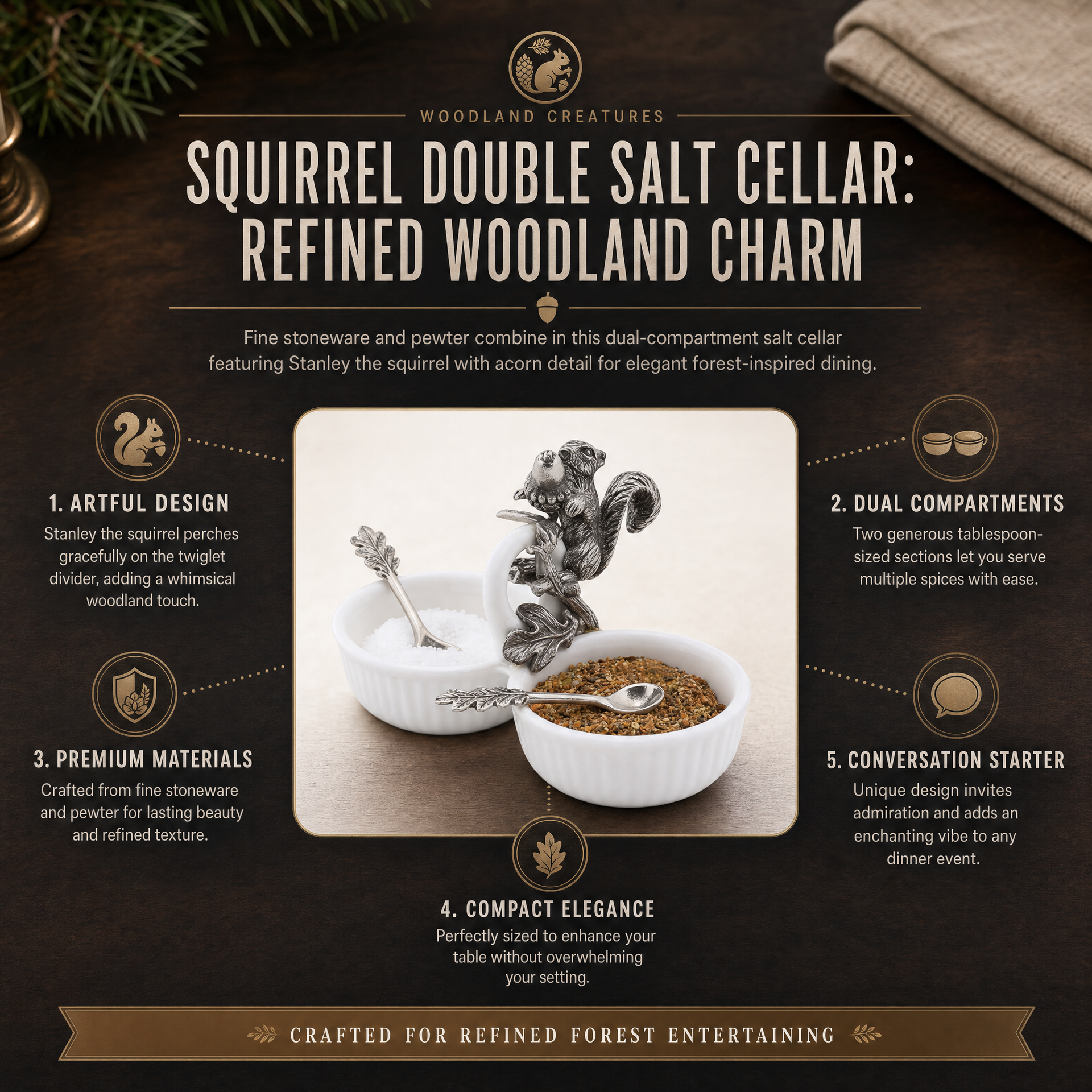 Squirrel Double Salt Cellar