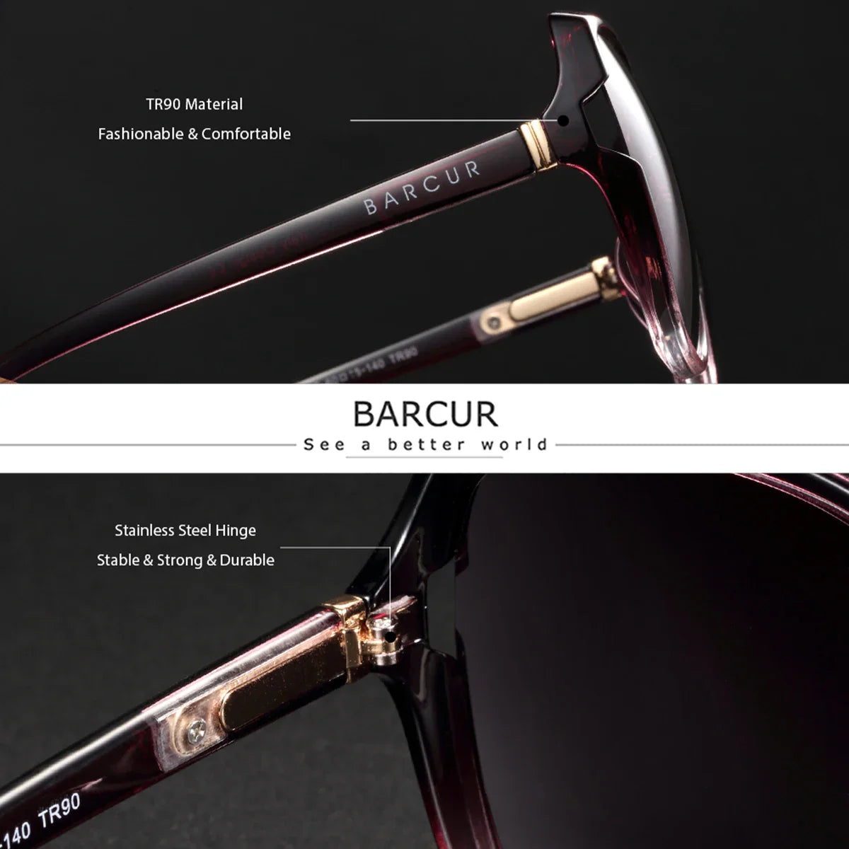 BARCUR Oversized Square Polarized Sunglasses for Women – Fashion Gradient Lens Summer Eyewear with UV400 Protection – Lightweight PC Comfortable Frame Trendy Street Style Shades for Summer Shopping Beach & Travel