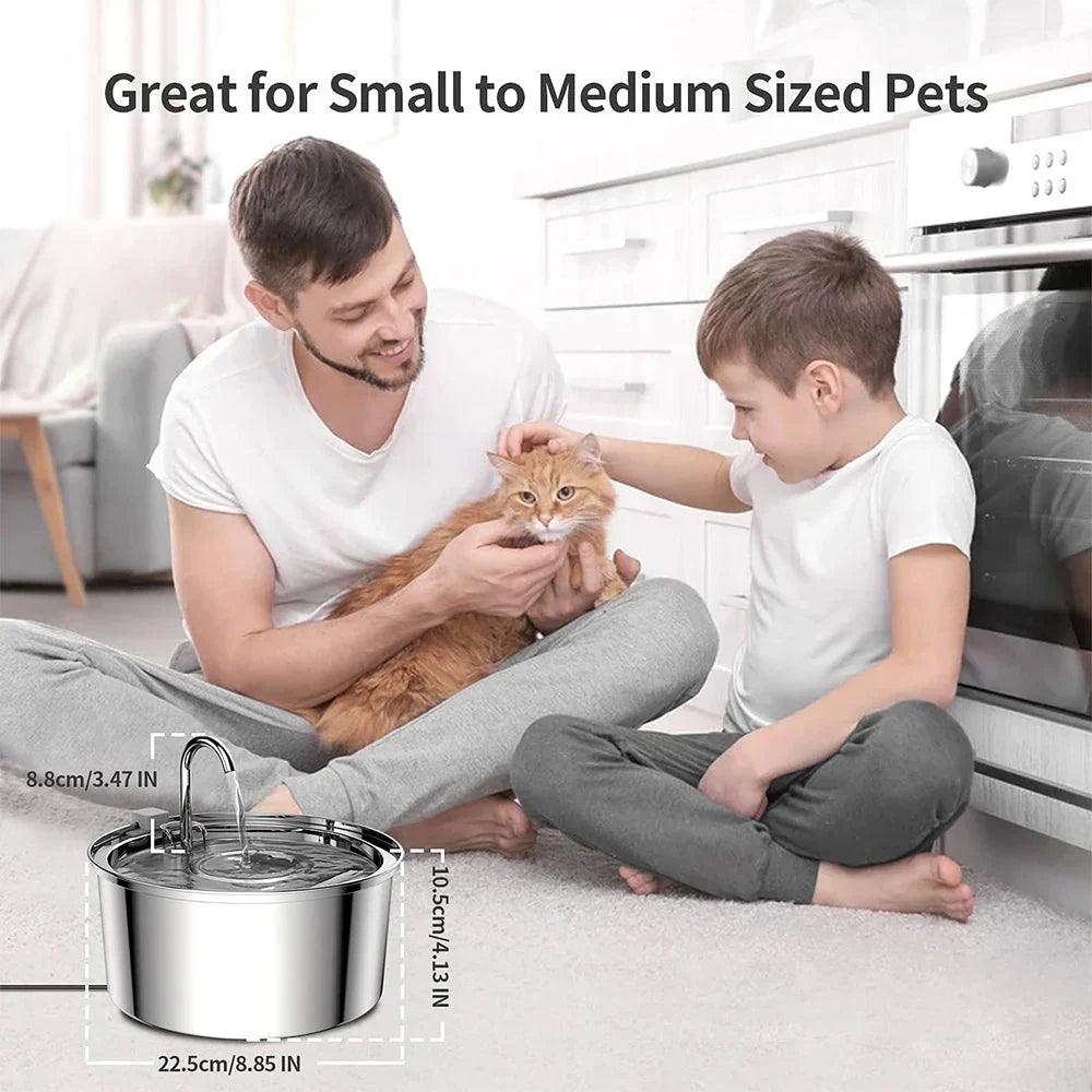 Stainless Steel Pet Water Fountain – USB Automatic Cat & Dog Bowl