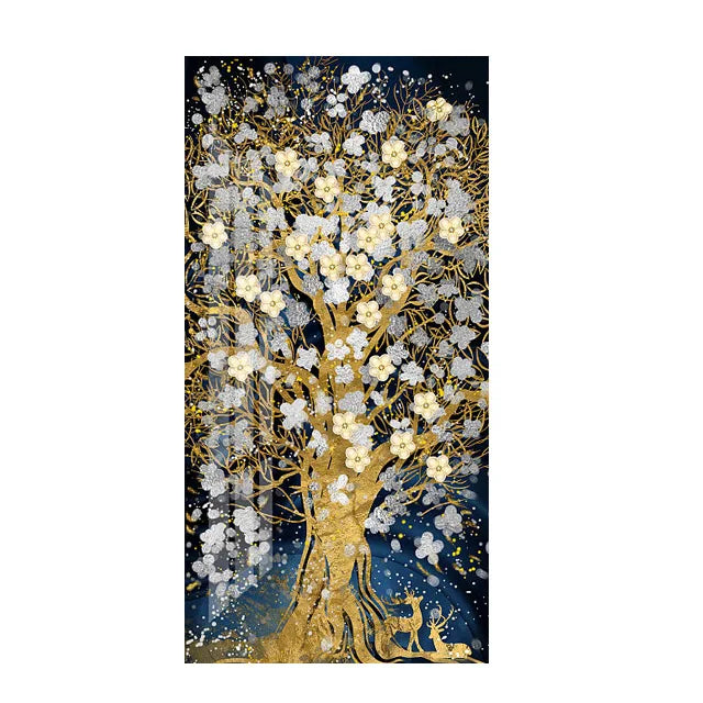Abstract Golden Rich Tree Money Tree Oil Paintings on Canvas Poster Modern Landscape Wall Art Picture Print Home Decor No Frame