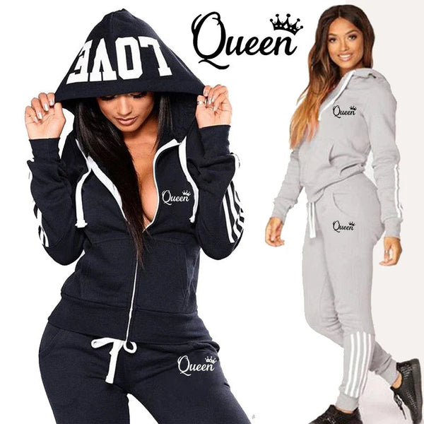 Hot Women's Fashion Tracksuit Striped Hoodies and Jogger Pants Ladies Daily Casual Clothes OneLoveCanada