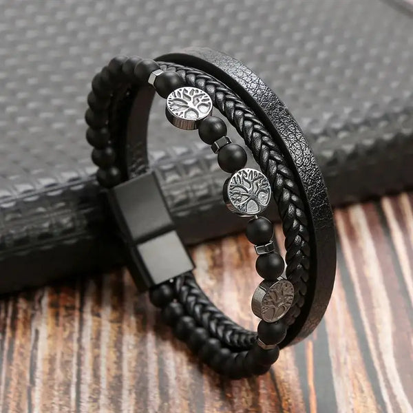Classic Men's Leather Bracelet Hand-Woven