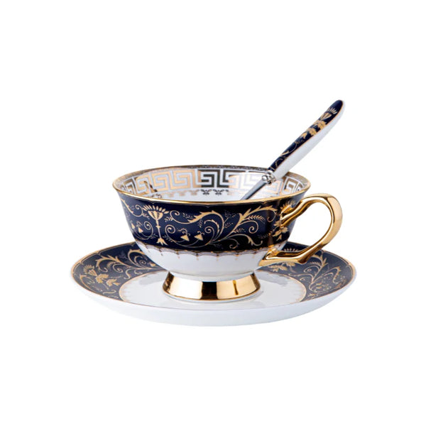 Bone China Mugs Coffee Cups Spoon Saucer 3pcs/Set Restaurant Drinking Utensils Household Drinkware for Wedding Birthday Gifts