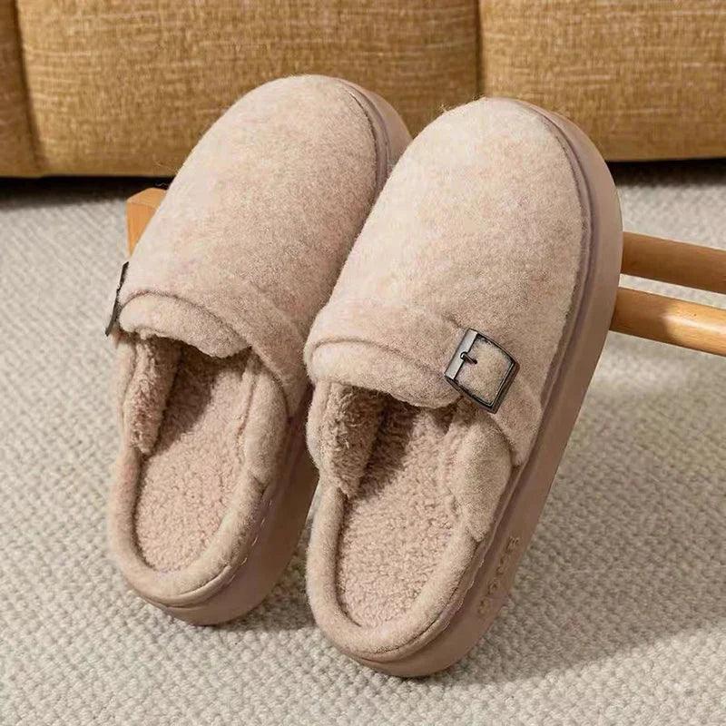 Winter Women's Slippers Home Plush Luxury Designer Woman Shoes Indoor Fluffy Fashion Platform Fuzzy Fur Slides Elegant Flat Soft