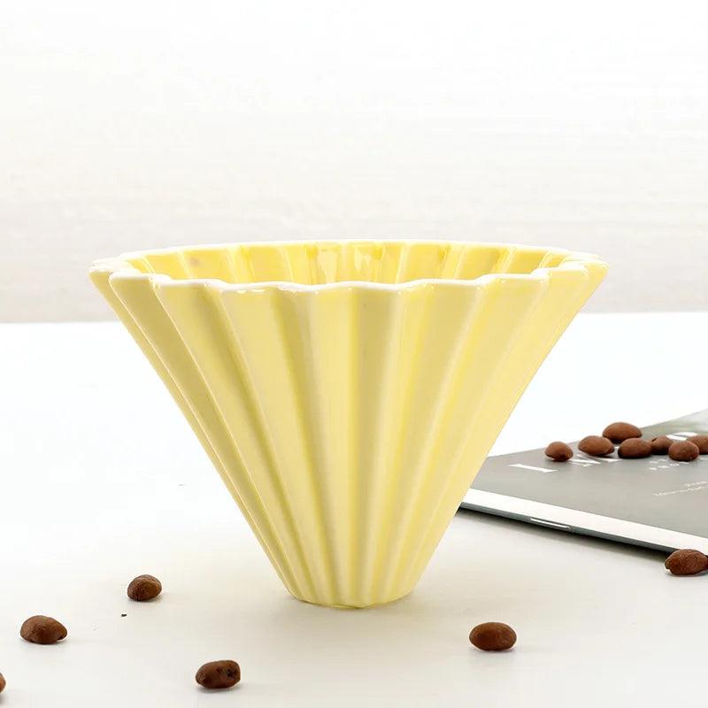StepUp Coffee Origami Ceramic Pour Over Dripper, Handmade Cone Brewer