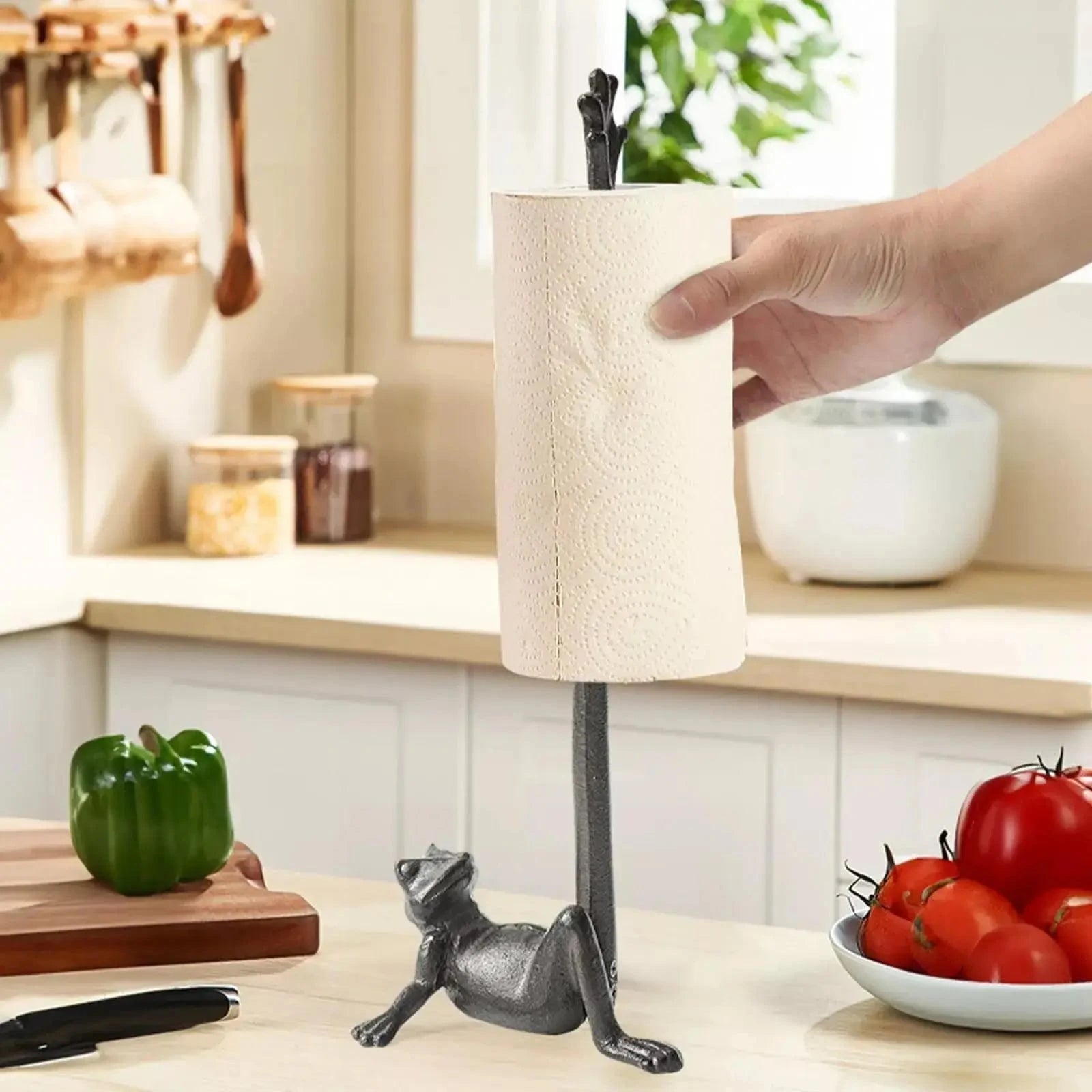 Yoga Frog Paper Holder Resting Cat Paper Towel Holder Roll Towel Organizer Rack for Kitchen Floor Countertop Living Room Decor DSers Fulfillment