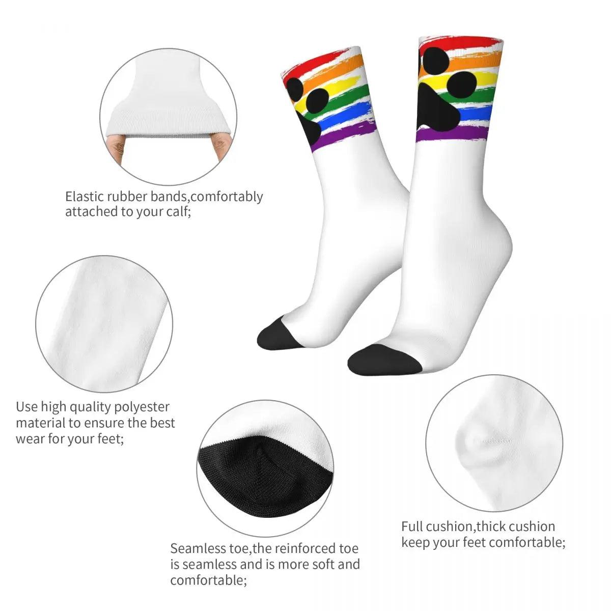 Men's Socks Pup Paw Rainbow Crew Socks