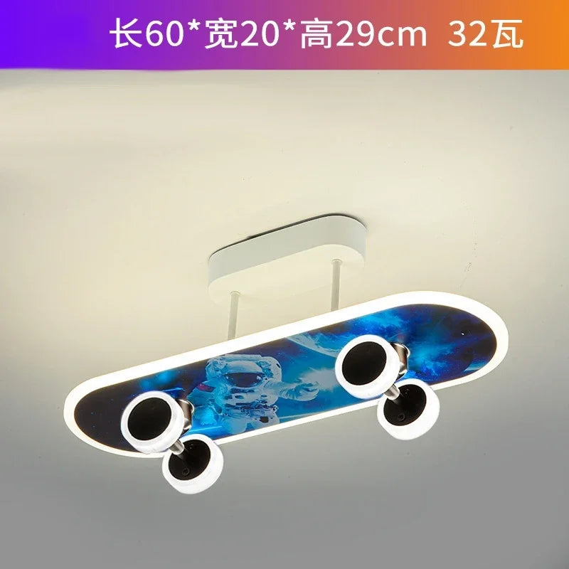 Creative Skateboard Ceiling Lights Nordic New Designer Children's Room Lamps Modern Boy Girl Living Room Cartoon Decor Lighting