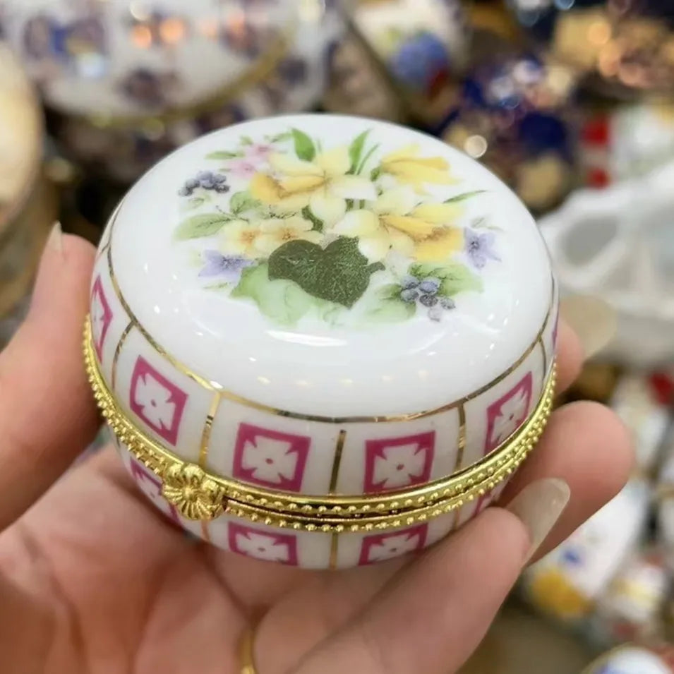 Ceramics Flower Jewelry Storage Box Vase Flower Basket Jewelry Case Storage Jewelry Organizer Display Gifts Home Decor Ornament