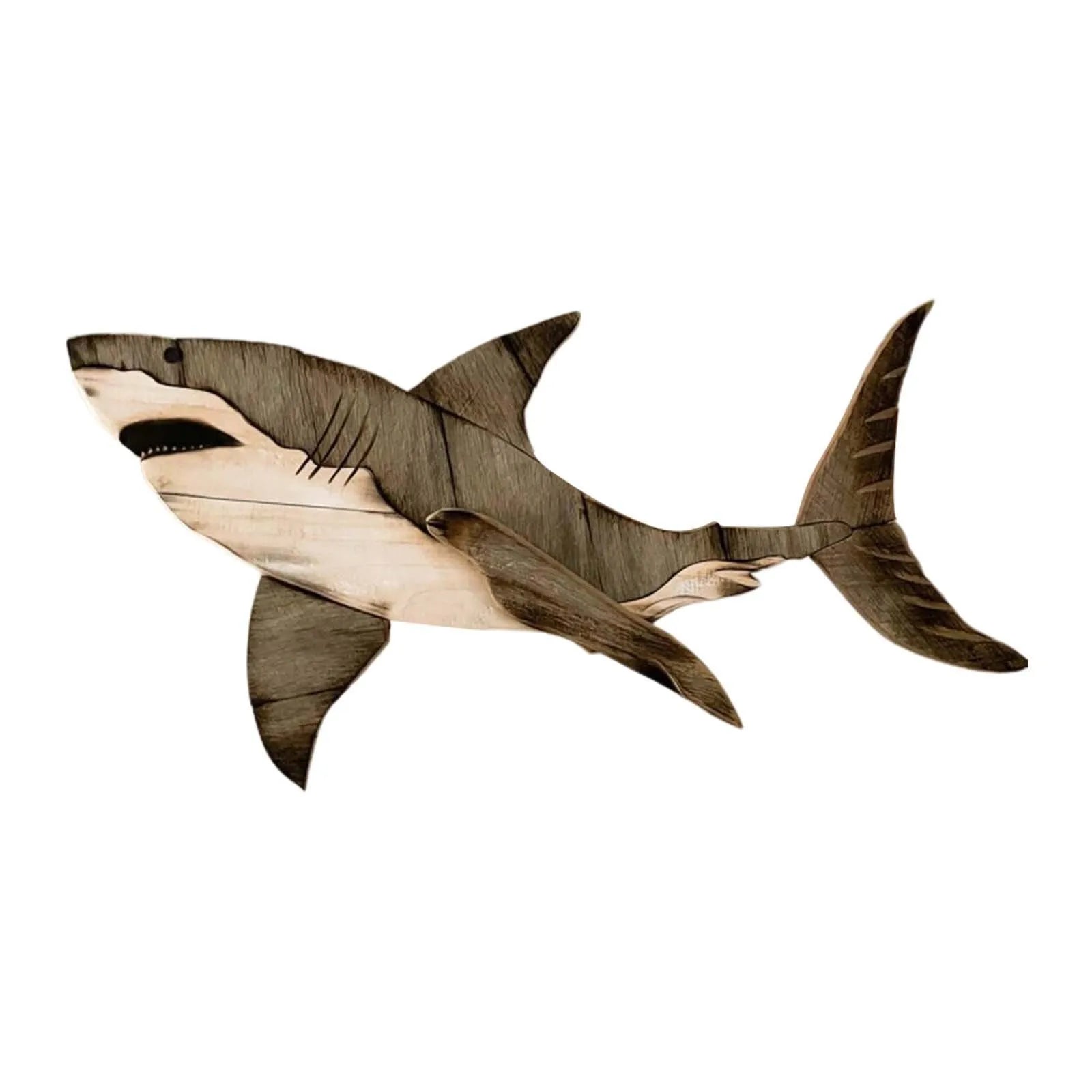 Wooden Sea Fish Decor Statue Whale Figurine Sculpture Ornament Wall Hanging Rustic Decor Home Living Room Bedroom Sculpture