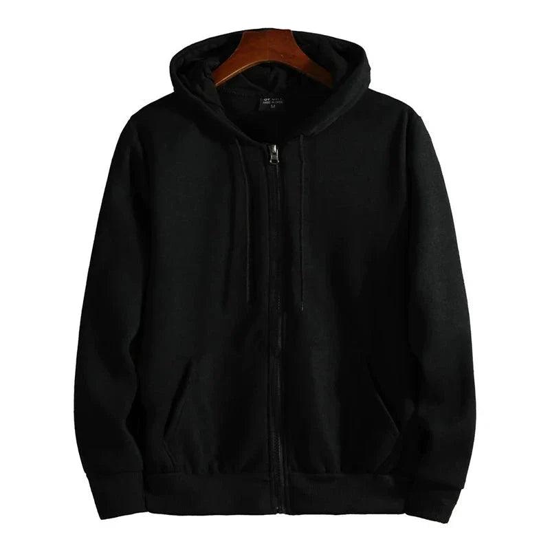 Men’s Casual Zipper Hoodie – Autumn Winter Long Sleeve Hooded Sweatshirt for Daily Wear & Sports