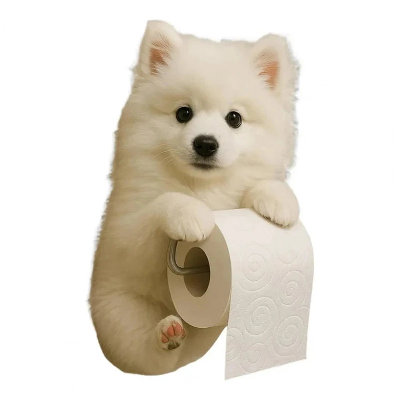1 PCS Funny Dog Toilet Paper Holder Wall Mounted Resin Animal Statue Bathroom Tissue Roll Organizer Home Decor DSers Fulfillment