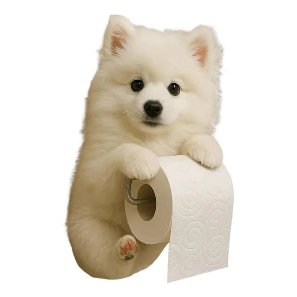 1 PCS Funny Dog Toilet Paper Holder Wall Mounted Resin Animal Statue Bathroom Tissue Roll Organizer Home Decor DSers Fulfillment