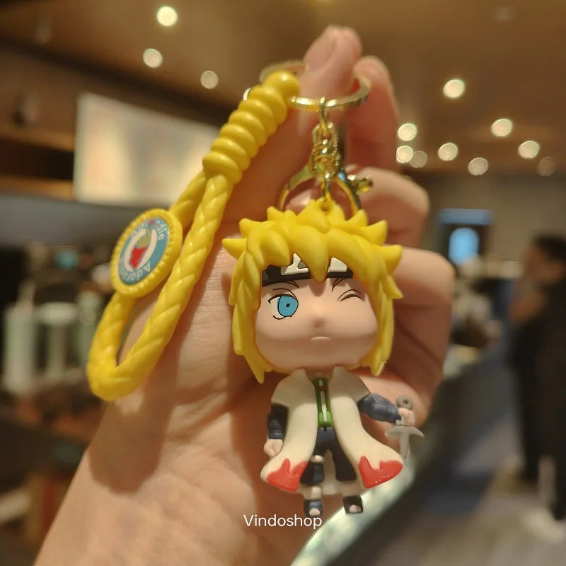 NARUTO Keychain Anime Figure Haruno Sakura Hatake Kakashi Gaara Uzumaki Naruto PVC Pendant key Rings for Kids Birthday Toy Gift