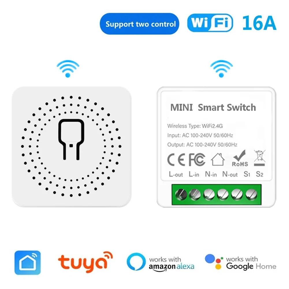 16A Mini Breaker Voice Control for Homekit Siri Alexa Google Alice Tuya Smart Home WiFi Smart Switch with Power Monitor