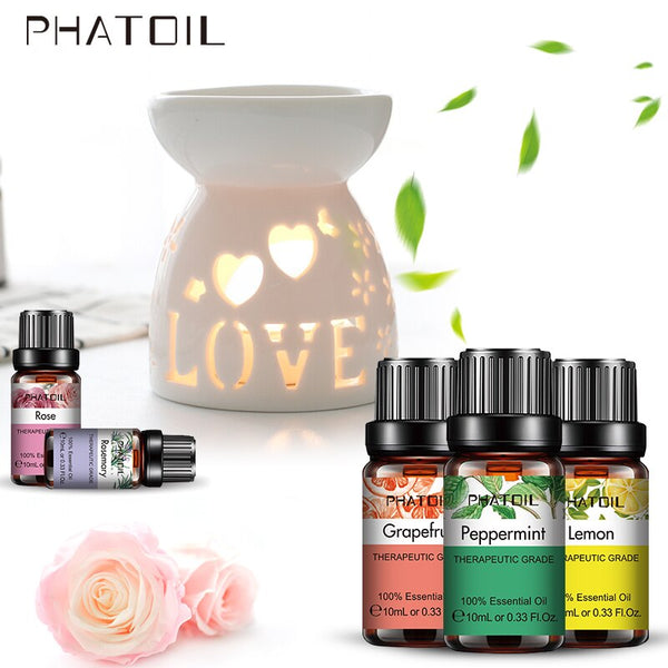 PHATOIL 37pcs/Set Essential Oils 10ML Sandalwood Cinnamon Cedarwood Camphor Tea tree Frankincense Juniper Black Pepper Cypress