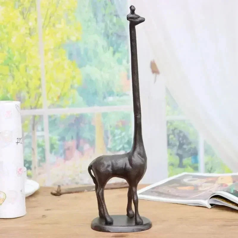 Vertical Giraffe Tissue Holders European Style Creative Cast Iron Handicraft Roll Paper Holder Kitchen Paper Home Storage Rack Gifts for You 'n Me