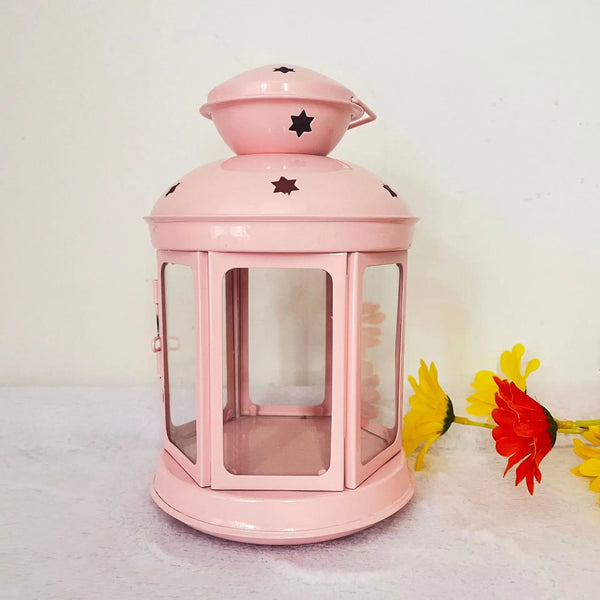 Pink Colonial Candle Lamp
