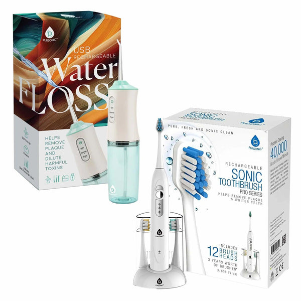 Pursonic Rechargeable Toothbrush & Water Flosser Duo with Multi-Year Supply - Gifts for You 'n Me