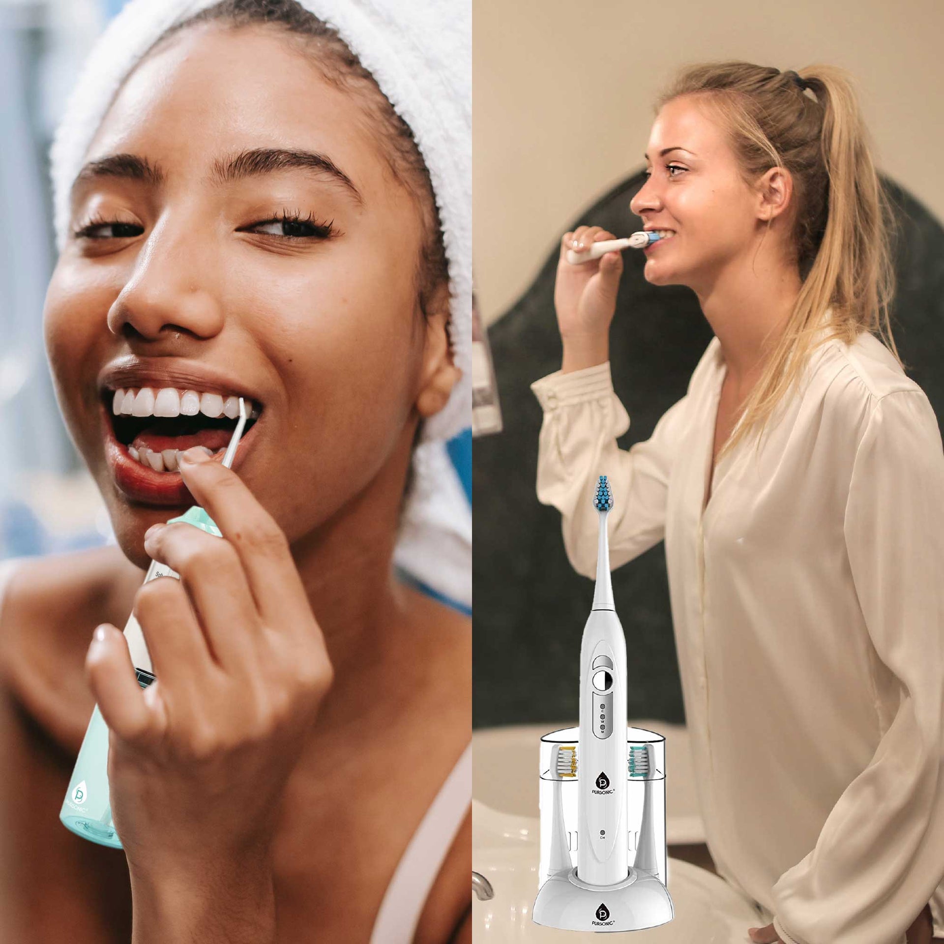 Pursonic Rechargeable Toothbrush & Water Flosser Duo with Multi-Year Supply