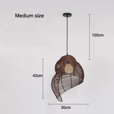 Handmade Bamboo Conch Chandelier Retro Chinese Restaurant Bar Lamp Creative Personality Cafe Teahouse Decorative Pendent Light