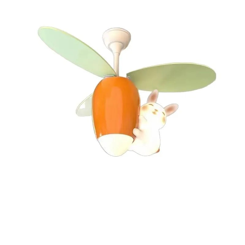 DecorBites™ Kids Room Rabbit Carrot Helicopter Ceiling Fan Lamp Boy Girl Bedroom Decorbites