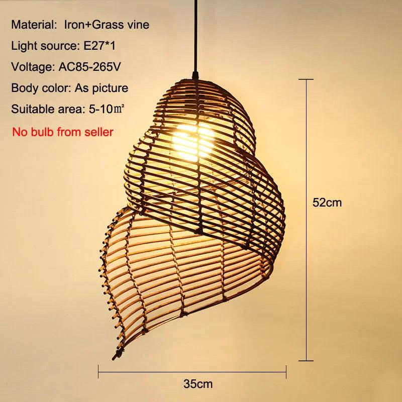 Handmade Bamboo Conch Chandelier Retro Chinese Restaurant Bar Lamp Creative Personality Cafe Teahouse Decorative Pendent Light
