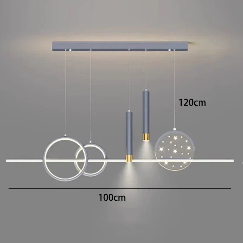Brushed Gold LED Chandelier Black 100cm Dining
