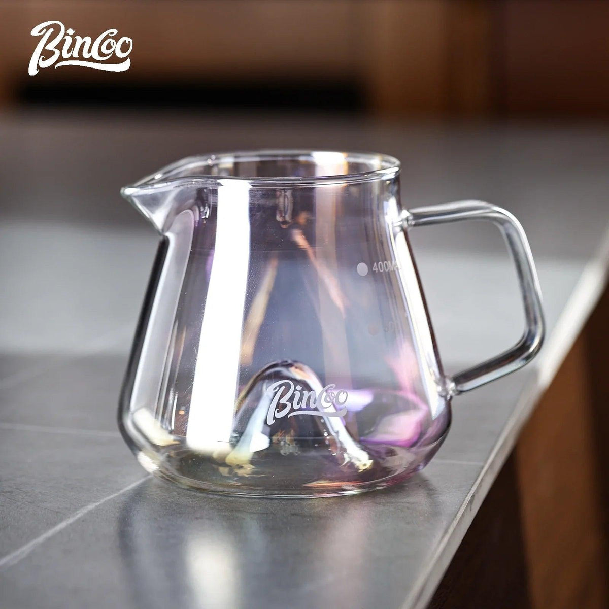Bincoo 400ML Clear Glass Coffee Carafe Heat Resistant Visual Brewing Control Easy Sharing Pour over Coffee Maker