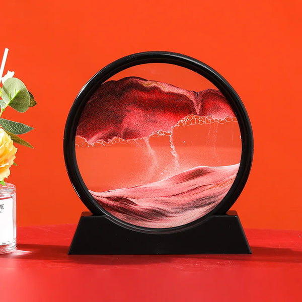 3D Moving Sand Art Picture Round Glass Deep Sea Sandscape Hourglass Quicksand Craft Flowing Painting Office Home Decor Gift