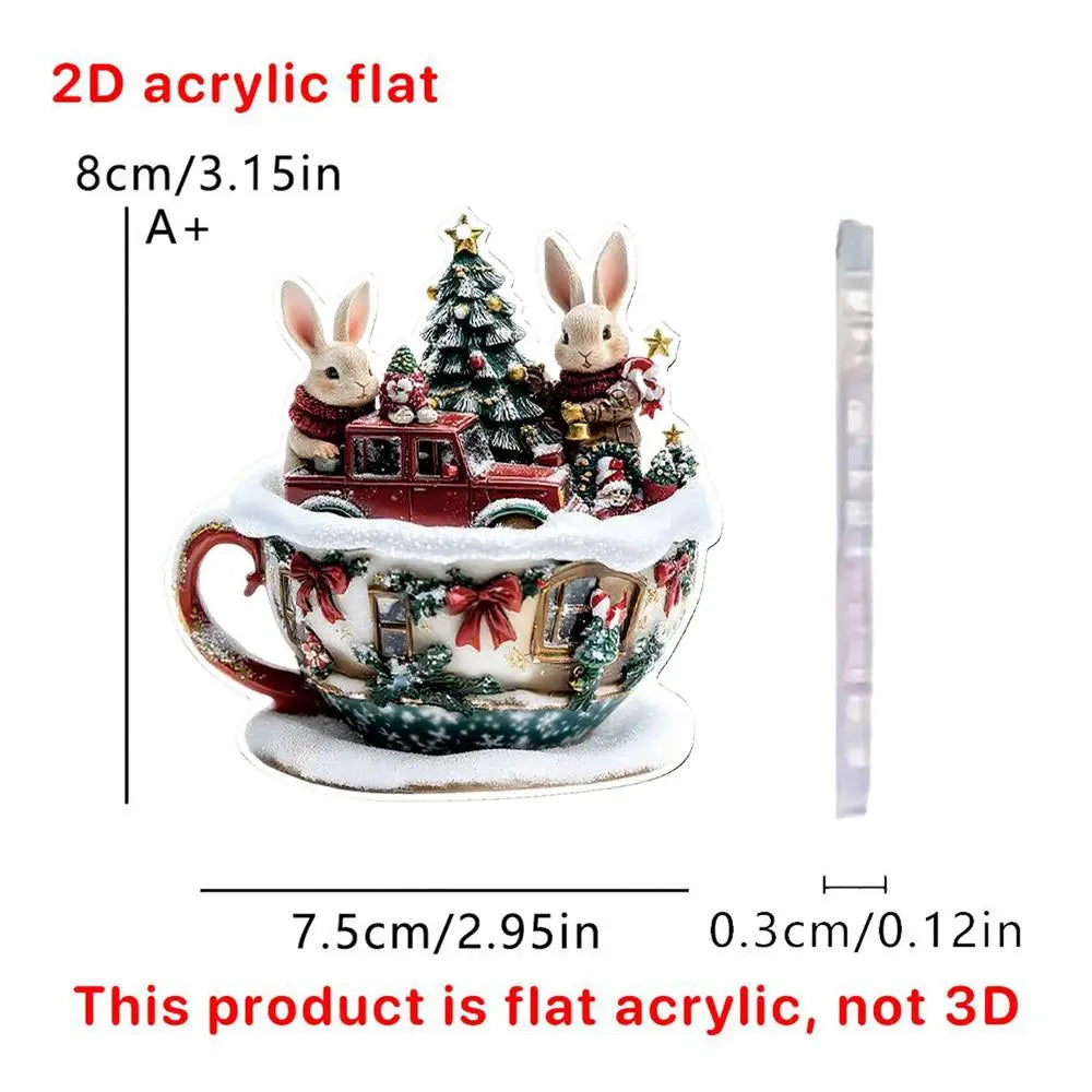 Christmas Coffee Cup Ornaments Coffee Mug Decorative Tree Hanging 2025 Xmas Navidad 2026 New Year Easter Bunny Party Supplies