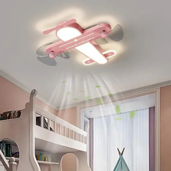 DecorBites™ Kids Room Airplane Ceiling Fan Light Fixture Decorbites