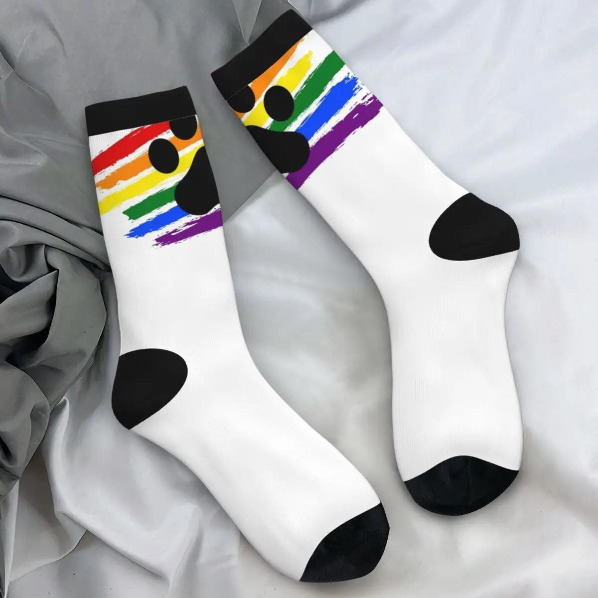 Men's Socks Pup Paw Rainbow Crew Socks