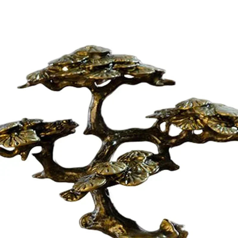 Brass Welcoming Pine Tree Miniature Figurine Copper Faux Tree Decor for Bonsai Tree Statues Miniature Landscape Decorations