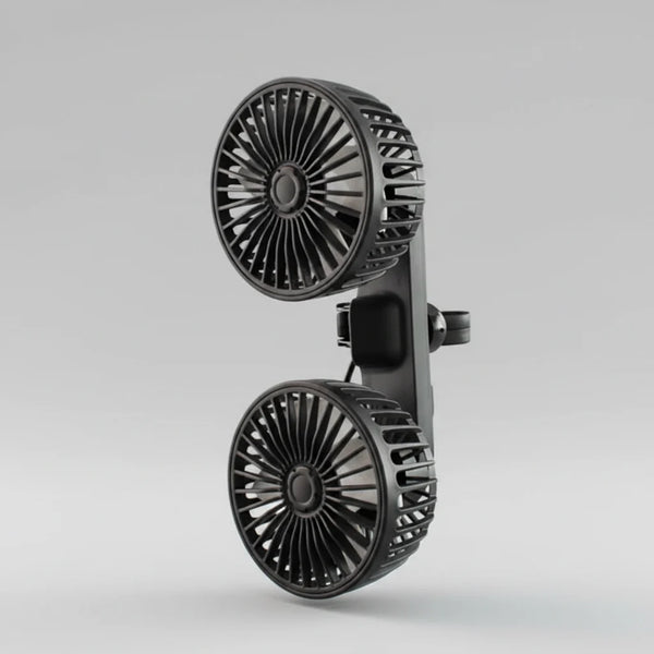 Portable Dual-Head USB Fan for Car with 360° Rotation & 3 Speed Settings for Ultimate Comfort
