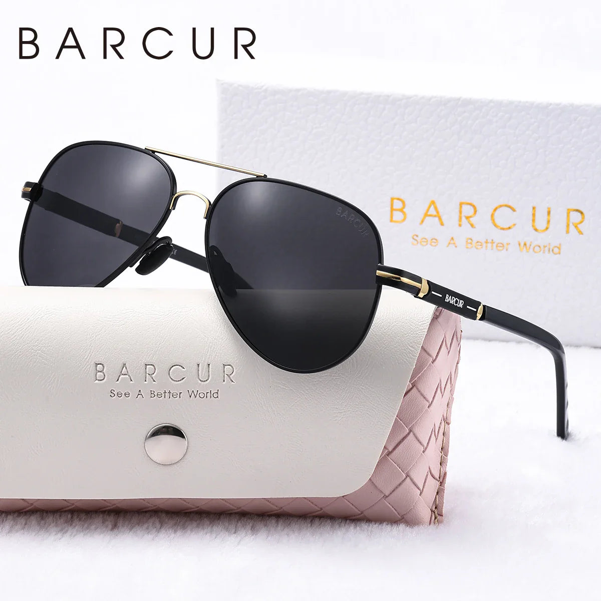 BARCUR Oversize Polarized Sunglasses for Women Trendy Double Beam Design Metal Elliptical Frame with UV400 Protection Fashionable Sun Glasses for Summer Outdoor & Daily Wear