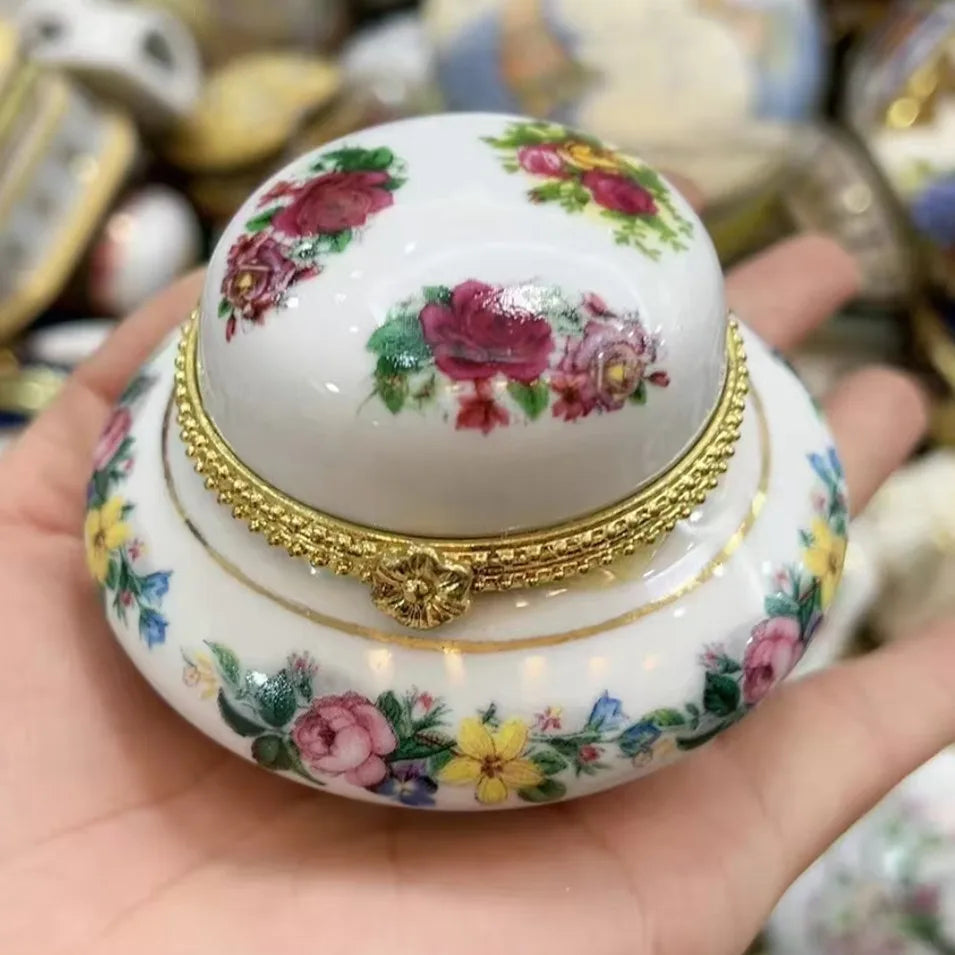 Ceramics Flower Jewelry Storage Box Vase Flower Basket Jewelry Case Storage Jewelry Organizer Display Gifts Home Decor Ornament