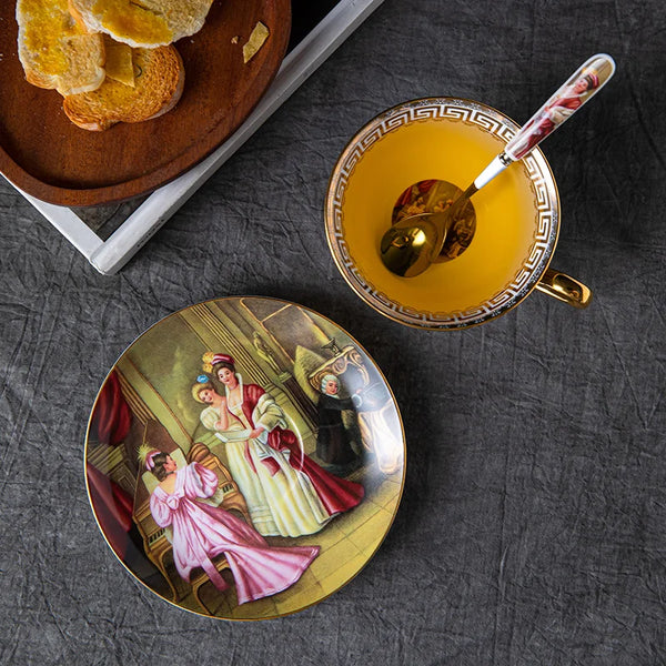 Bone Porcelain Coffee Mugs Espresso Cups Afternoon Tea Dessert Plates Spoon Suit Cappuccino Art Teacup for Restaurant Hotel